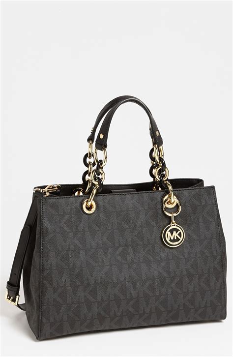 michael kors cynthia medium black|Cynthia Medium Saffiano Leather Satchel .